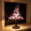 Yousheng Buntglas Hexenhut Lampe, USB-betriebenes Nachtlicht, Handgefertigte Harz-Buntglas Schreibtischlampe, Halloween Gothic Dekor für Schlafzimmer