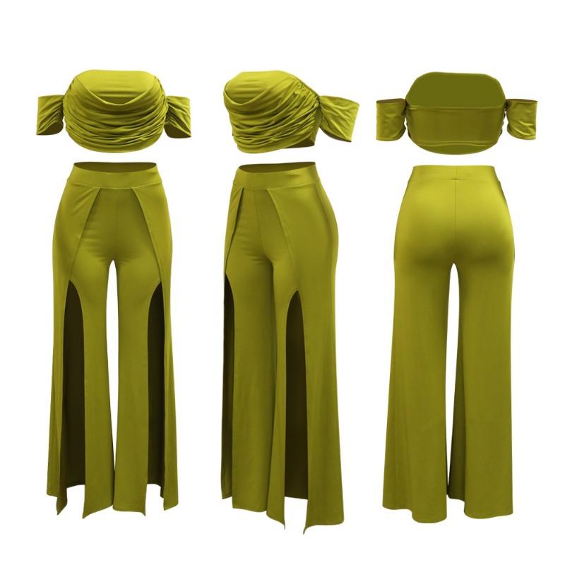 Women's New Fashion Casual Suit Bust Open Wide Leg Trousers