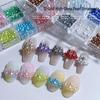 Christmas 12-Grid Mixed Color Pearl Nail Art High-Gloss 3D Beads Decorations