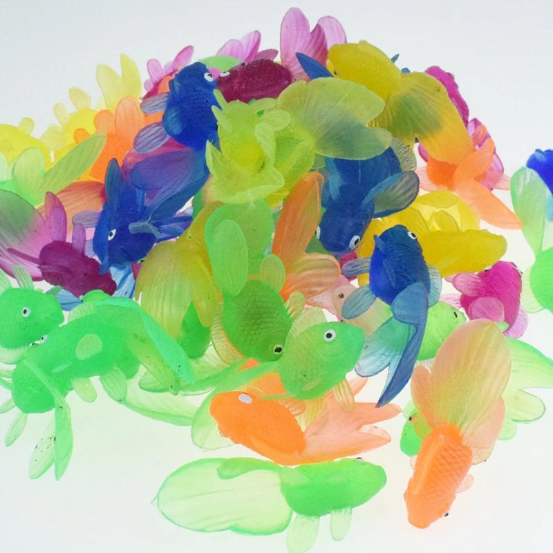 10Pcs Children's Gift Soft Rubber Goldfish Toy Bathing Toy Goldfish Model Children’s Fun Toy Swimming Beach Toy Home Accessories