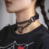 Necklace Chain Personality Twisted Chain Double Layer Faux Leather Sexy Gothic Punk Love Heart Pendant Collar Jewelry Accessory