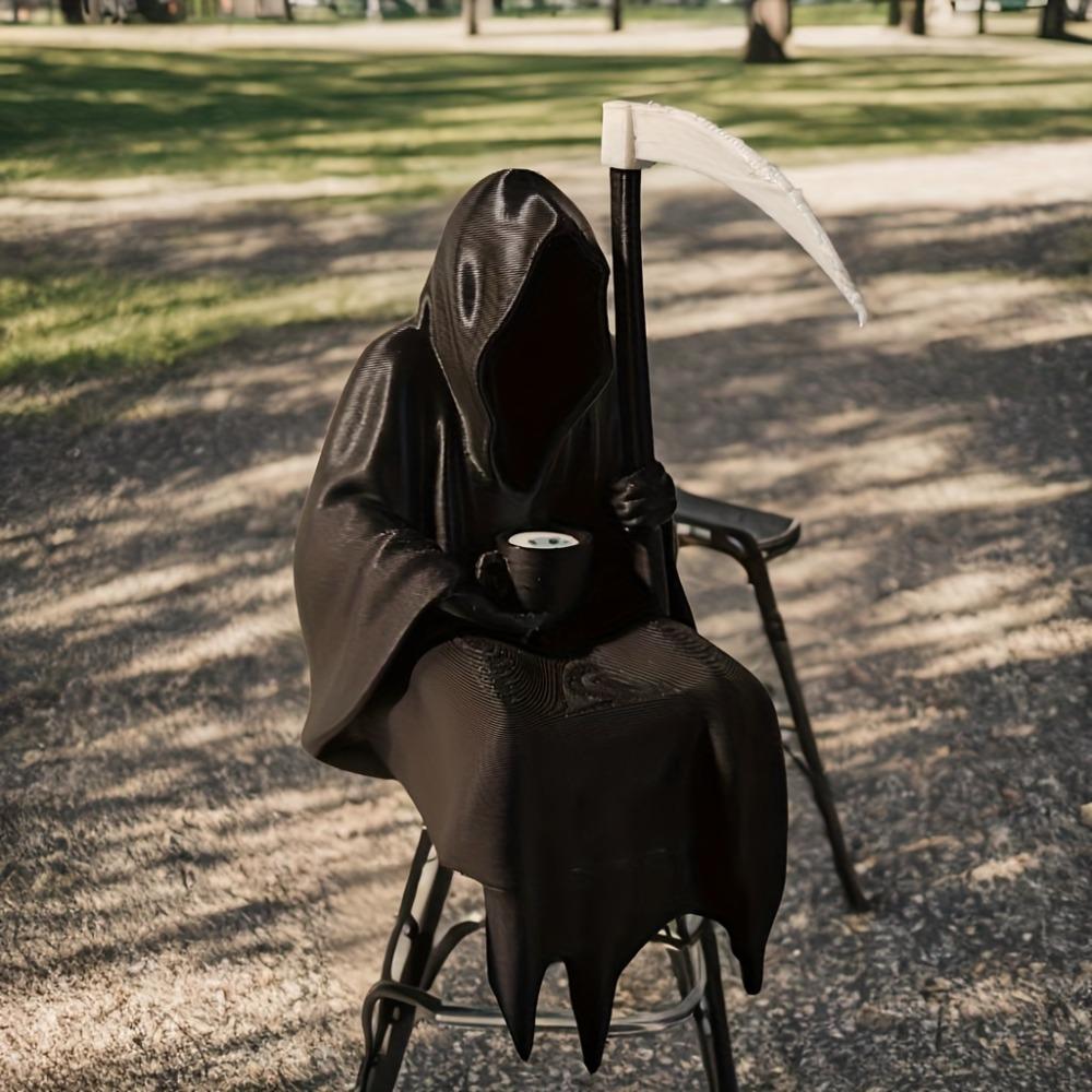 "Death Also Needs A Vacation" Gothic Statue Of Death Of The Dark Knight, Halloween Festival And Holiday Decoration Small Decor