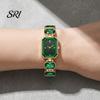 Fashionable Women Watch Ladies Bracelet Quartz Sparkling Rhinestone Rectangular Dial Faux Diamond Wristwatch for Elegant Jewelry Timepiece Stylish