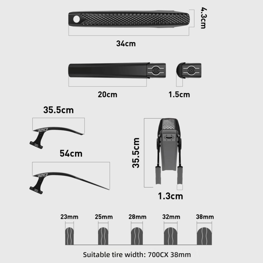 Quick Release Road Bike Mudguard Lightweight Bike Fenders Set  Gravel and City Bikes