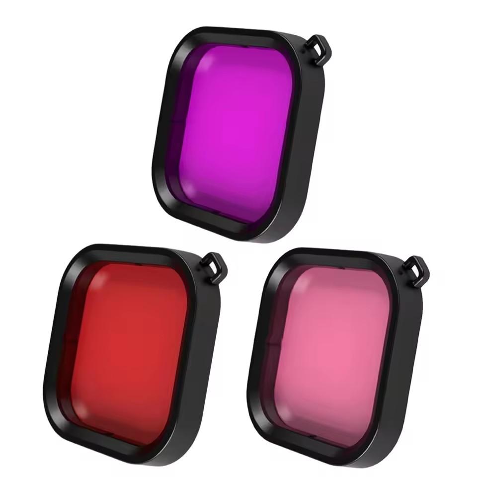 Underwater Dive Filters for Gopro Hero 13 12 11 10 9 8 Black Waterproof Housing Diving Red Light Close-Up Macro Filters