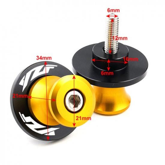 Black Swingarm Spools Slider Stand Screws M6 For Yamaha YZF R1 R3 R6 