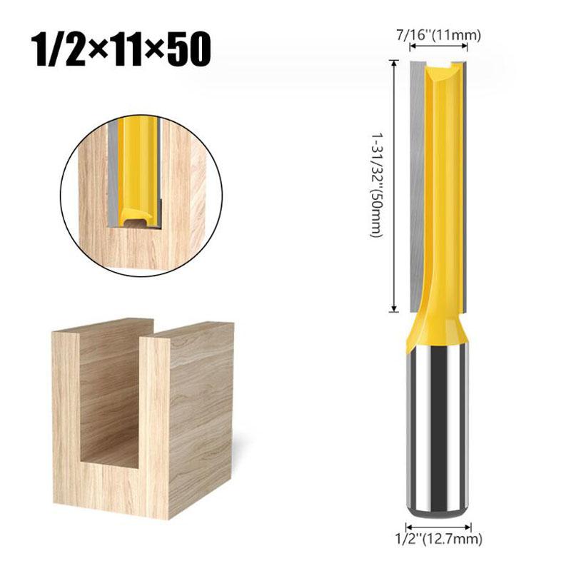 12mm 1/2inch Shank Router Bit Double Flute Long Straight Bits Grooving Bits Trimming Cutter Woodworking Milling Tools