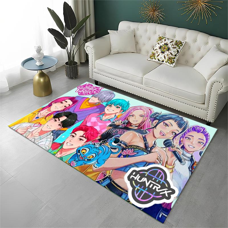 KPop Demon Hunters Saja Boys Kreskówkowy Antypoślizgowy Dywanik do Salonu, Sypialni, Pokoju Dziecięcego, Dywanik Podłogowy Wystrój Domu Dywanik Pokój Dziecka