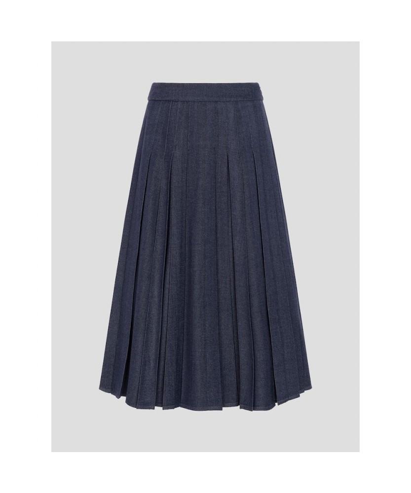 Binpolleidiseu Denim-Like Pleated Skirt Navy (Bf5X27C55R)