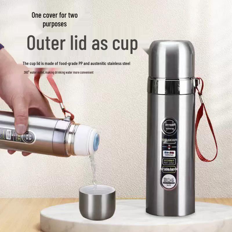 304 Stainless Steel Portable Insulated Bullet Head Thermal Water Bottle, Large Capacity
