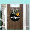 Rustic Wooden Welcome Door Sign With Beautiful Sunflower And Bow Decor For Home