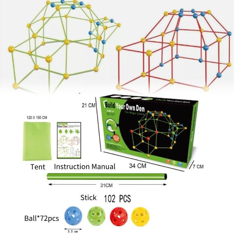 Colorful Diy Tent Building Kit For Kids With Educational Plastic Sticks And Balls