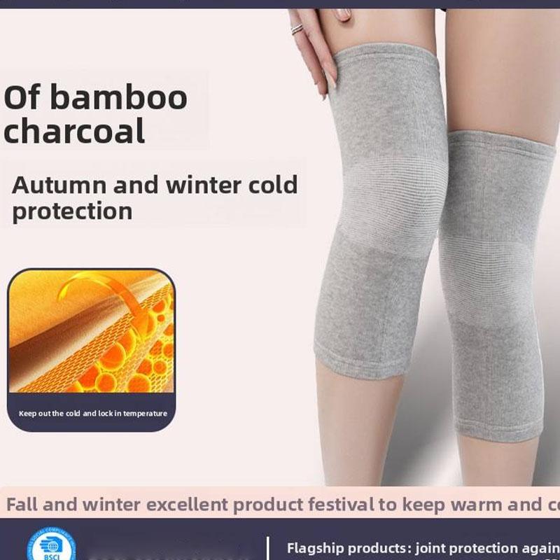 Bamboo Charcoal Knitted Thermal Knee Pads Leg Warmers Cold-Proof Basketball Cycling Air-Conditioned Rooms; Joint-Supporting
