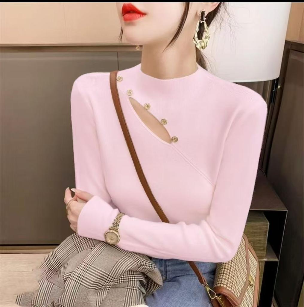 Women's Half High Neck Sweater Autumn and Winter Western Korean Style Sweater Inner Knit Sweater