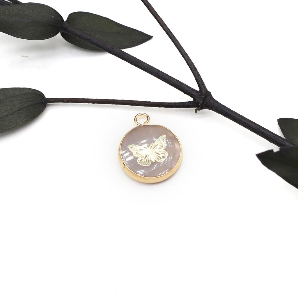 2Pcs Small Pendant Natural Stone Butterfly-Shaped Patter Pendant For Jewelry Making DIY Necklace Earrings Bracelet Accessory