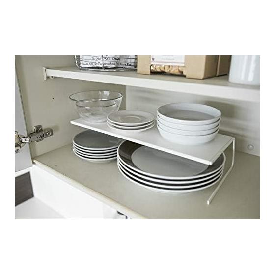 [Bulk Purchase Set of 2] Yamazaki Jitsugyo Tableware Storage Plate Dish Storage L White 2960 | Dish Stand Dish Rack 2 Tier Shelf Kitchen Dishes