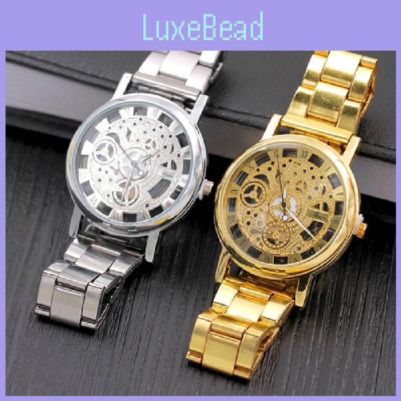 Elegant Geneva Alloy Case Men's Watch With Transparent Dial And Steel Band Stylish Design