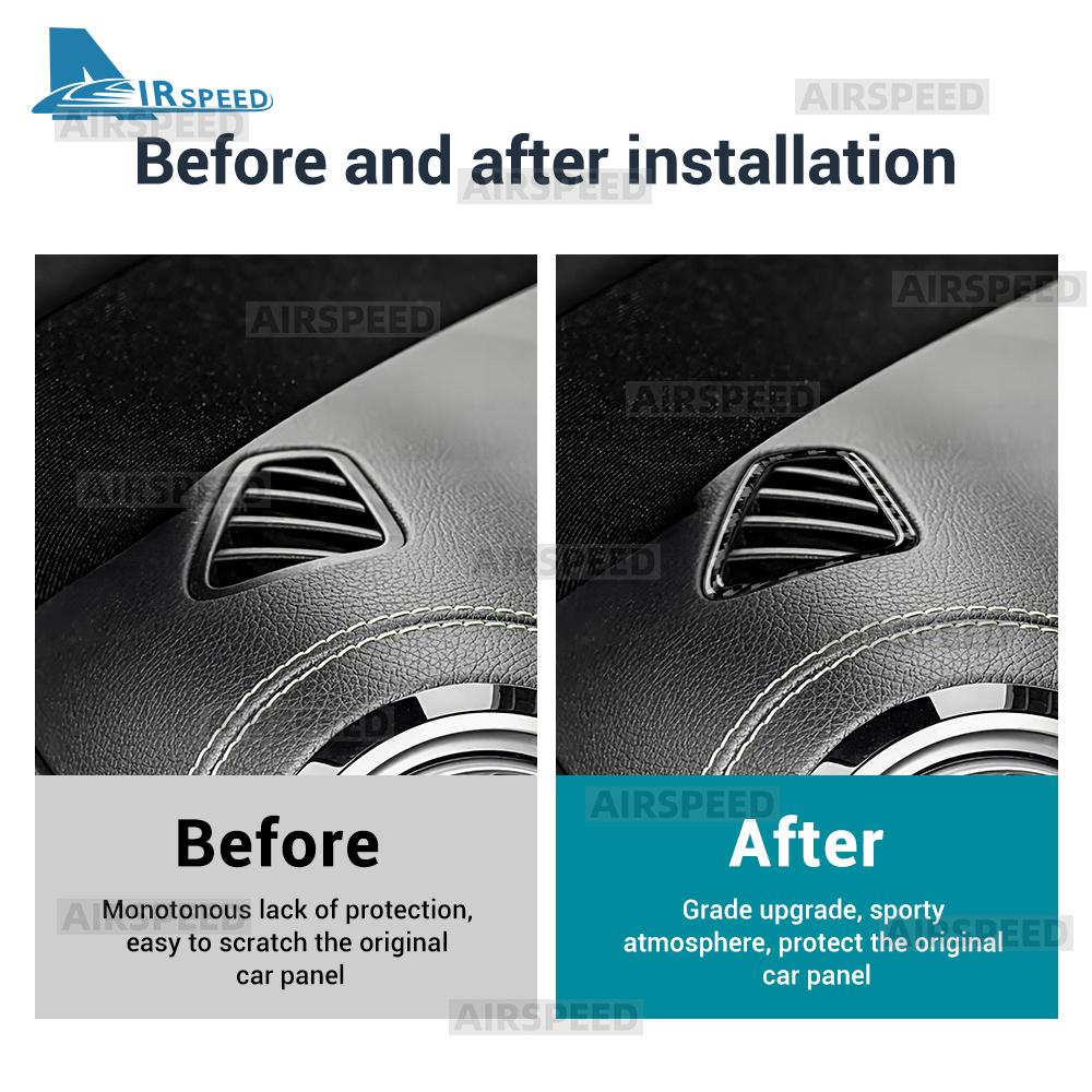 Real Soft Carbon Fiber Trim Sticker For Mercedes Benz A CLA GLA Class W177 C118 H247 2020-2025 Air Outlet Sides of Dashboard