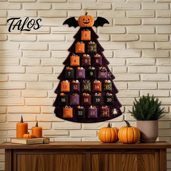 DIY Fabric Advent Calendar Quilted Tree Kit, 24 Pocket Christmas Sewing Patchwork Kit Handmade Craft for Adults, Holiday Home Wall Door Decor