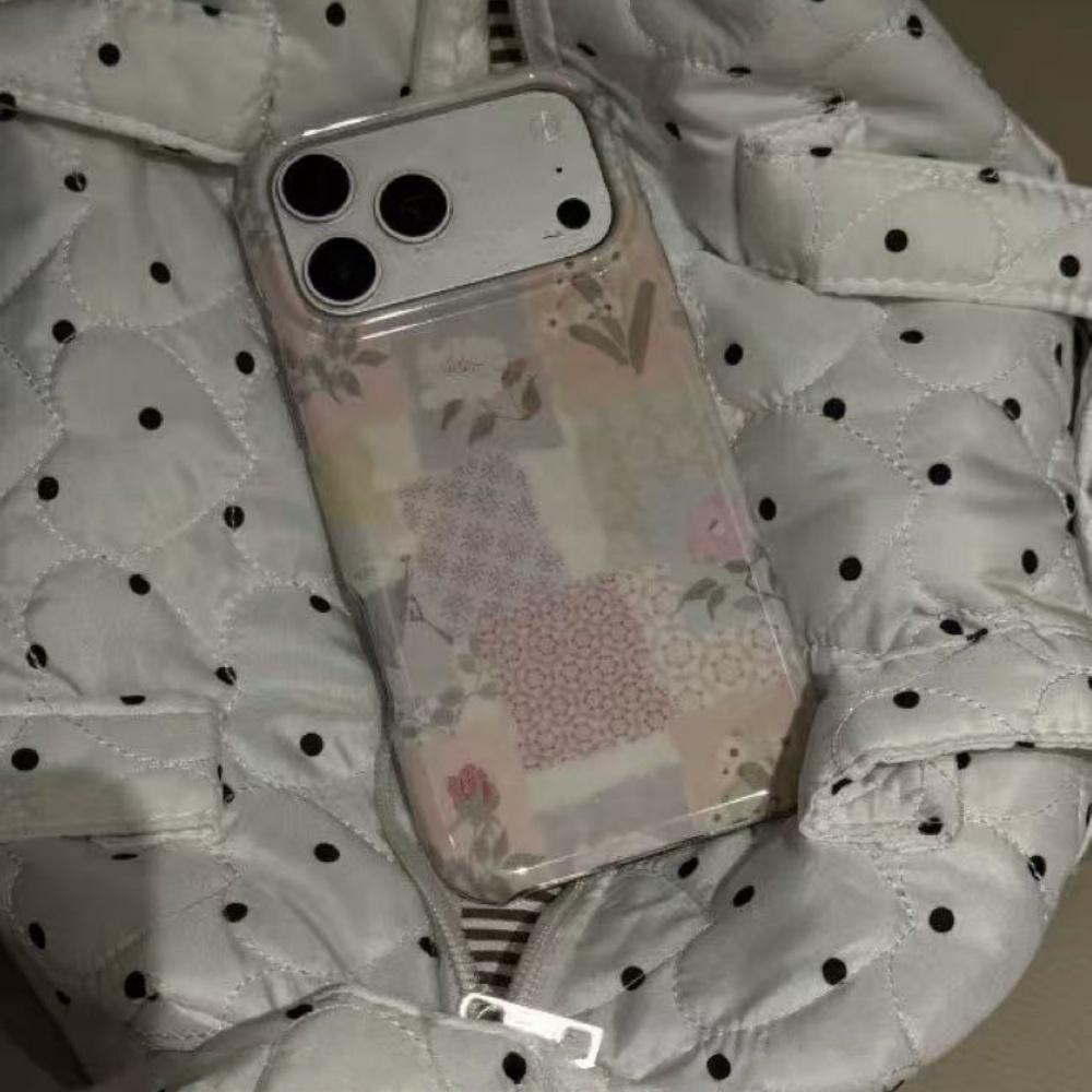 Einzigartige florale quadratische Muster iPhone 15 Pro Max Hülle Stoßfest Vollkantenschutz für Apple 16 17 Pro Max Handyhülle