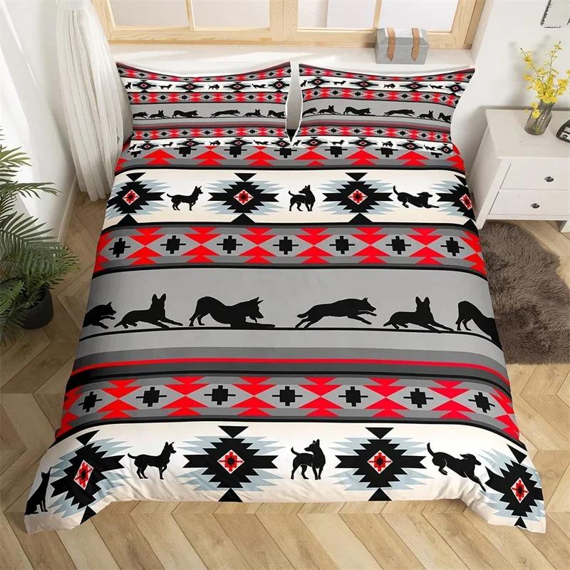Exotic Horse Duvet Cover Set Queen African Tribal Arrow Western Animal Comforter Cover Microfiber Aztec Farm Animals Bedding Set