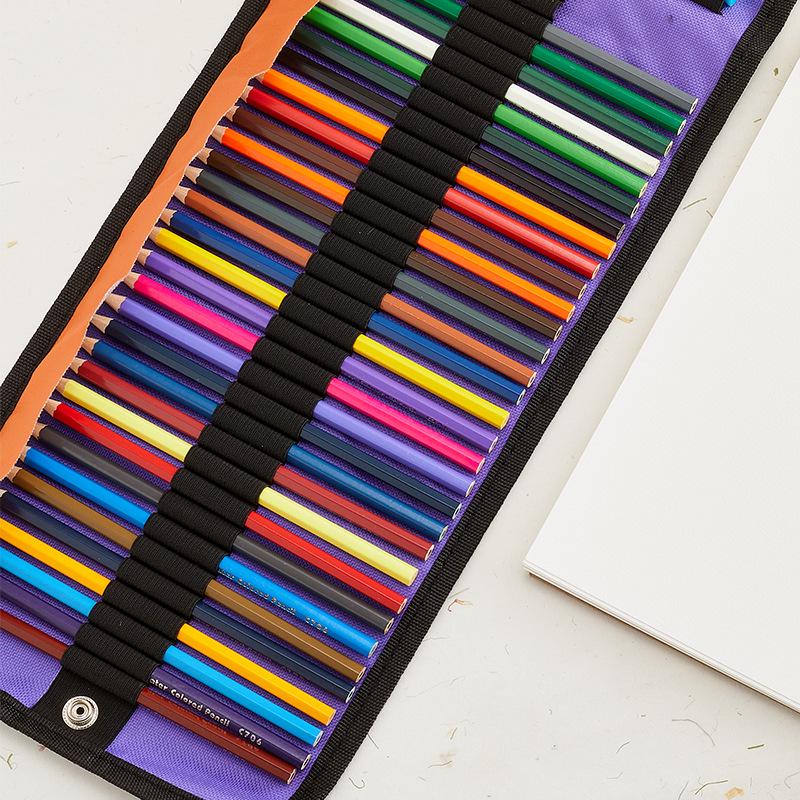 50 Colored Wooden Pencils In Roll-Up Case for Students and Artists