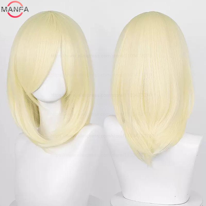 40cm Medium Basic Anime Cosplay Wig Bang Blond  Black White Red Pink Green Brown Gold Blue Heat Resistant Synthetic Hair Wigs