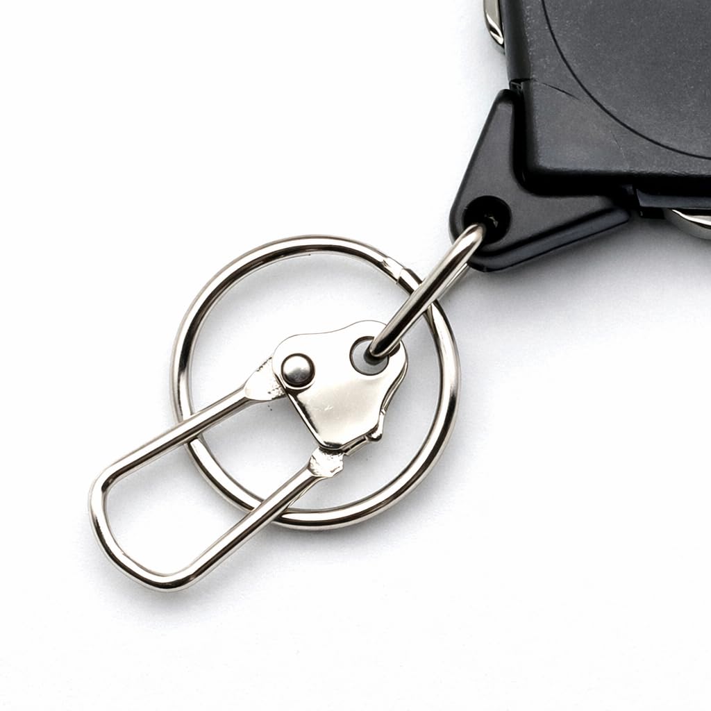 TUNUKE Reel Carabiner Extendable up to Compact and Lightweight Keychain, Style, Pin-on Reel, 70cm, (5 Black)