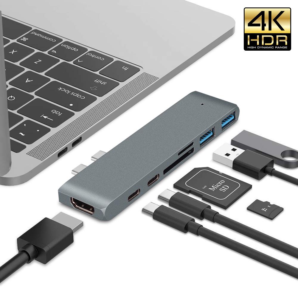

Концентратор USB 3.1 Type-C к адаптеру HDMI 4K Thunderbolt 3 Концентратор USB C с концентратором 3.0 TF SD Reader Slot PD для MacBook Pro/Air 2018/2019
