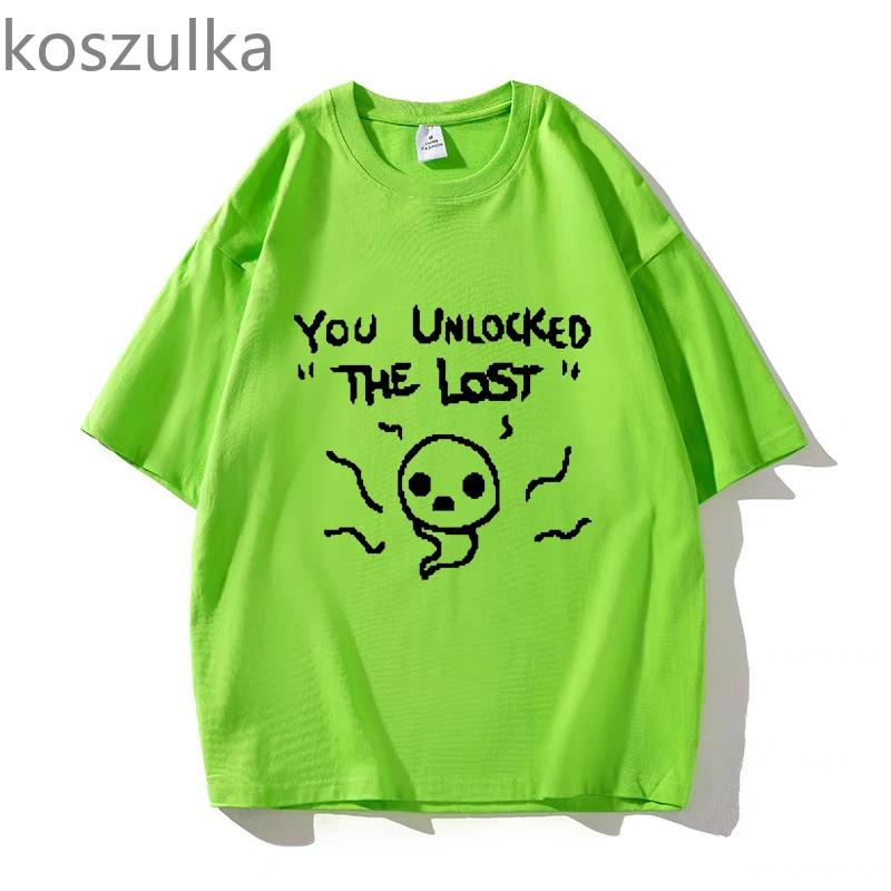 Binding Of Isaac Du hast The Lost freigeschaltet T-Shirt Vintage Grafik T-Shirts Unisex Unisex Mode Klassische O-Ausschnitt Kurzarm T-Shirts