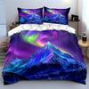 Aurora Mountain Three-Piece Art Decor Soft Comfortable Duvet Cover Bedding Set Included 1*Duvet Cover & 2*Pillowcases, Gift