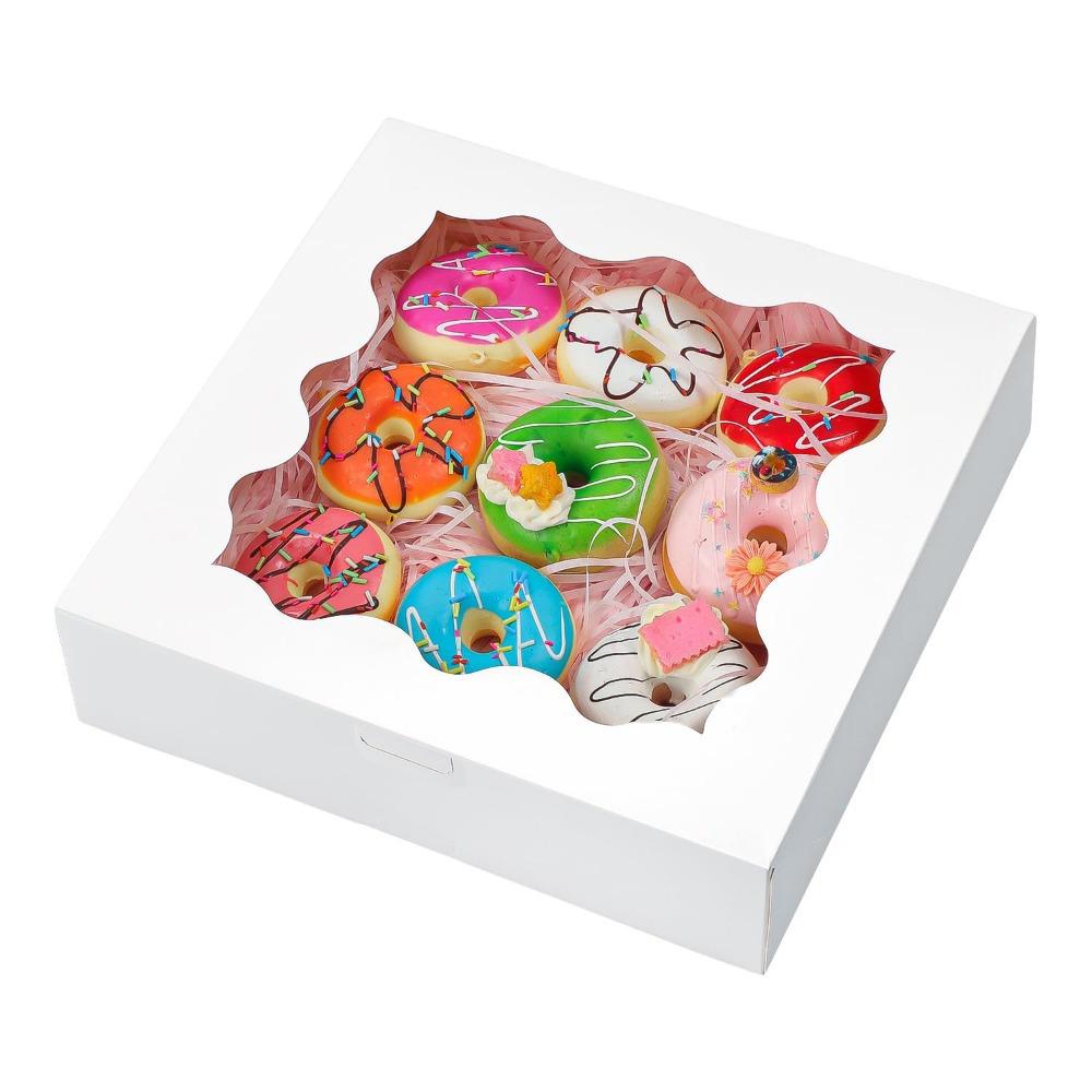 8pcs White Treat Boxes with Clear Window Gift Boxes Auto-Popup Gift Wrap Box, Kraft Paper Gift Packing Box for Weddings Birthdays Parties Jewelry