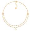 Double Chain Design Metal Resin Crystal Necklace Women Necklace Gold N2851WOMCY
