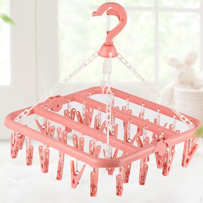 Clothes Drying Rack Sock Hanger 32 Clips Hangers Household Storage Underwear Hanging Basket