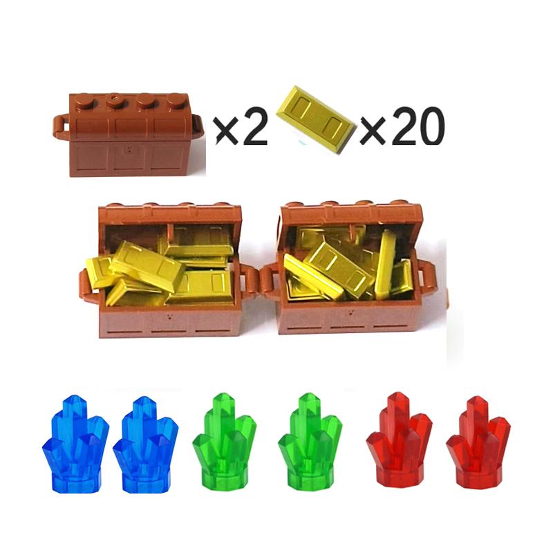 Moc Treasure Box Cash Dollar Coin Diamond Ore Gold Silver Cash Money Compatible 28556 30153 30385 3069 City Building Blocks Kids