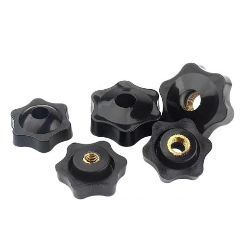 WUDQIJI Set of 12 Female Threaded Star Knob Nuts, Clamping Handles, M5 Female Thread, 25mm Head, Threaded Knob Clamping Nuts, Star-Shaped Hand Knob, T
