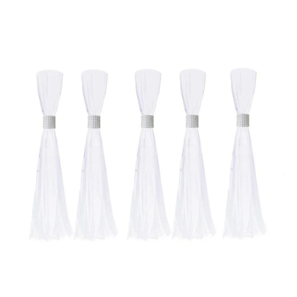 5 Pcs White Veil Wedding Aisle Decoration Outdoor Wedding White Tutu Bow Wedding Pew Bows  Wedding