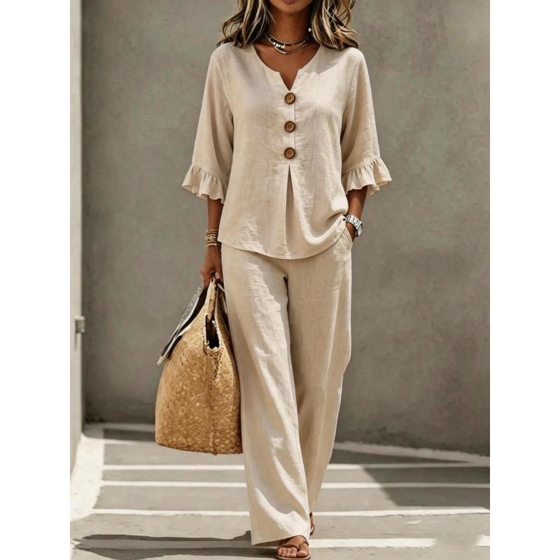 IHUASU Women's Fashion Casual Long Sleeve V Neck Pants Suits