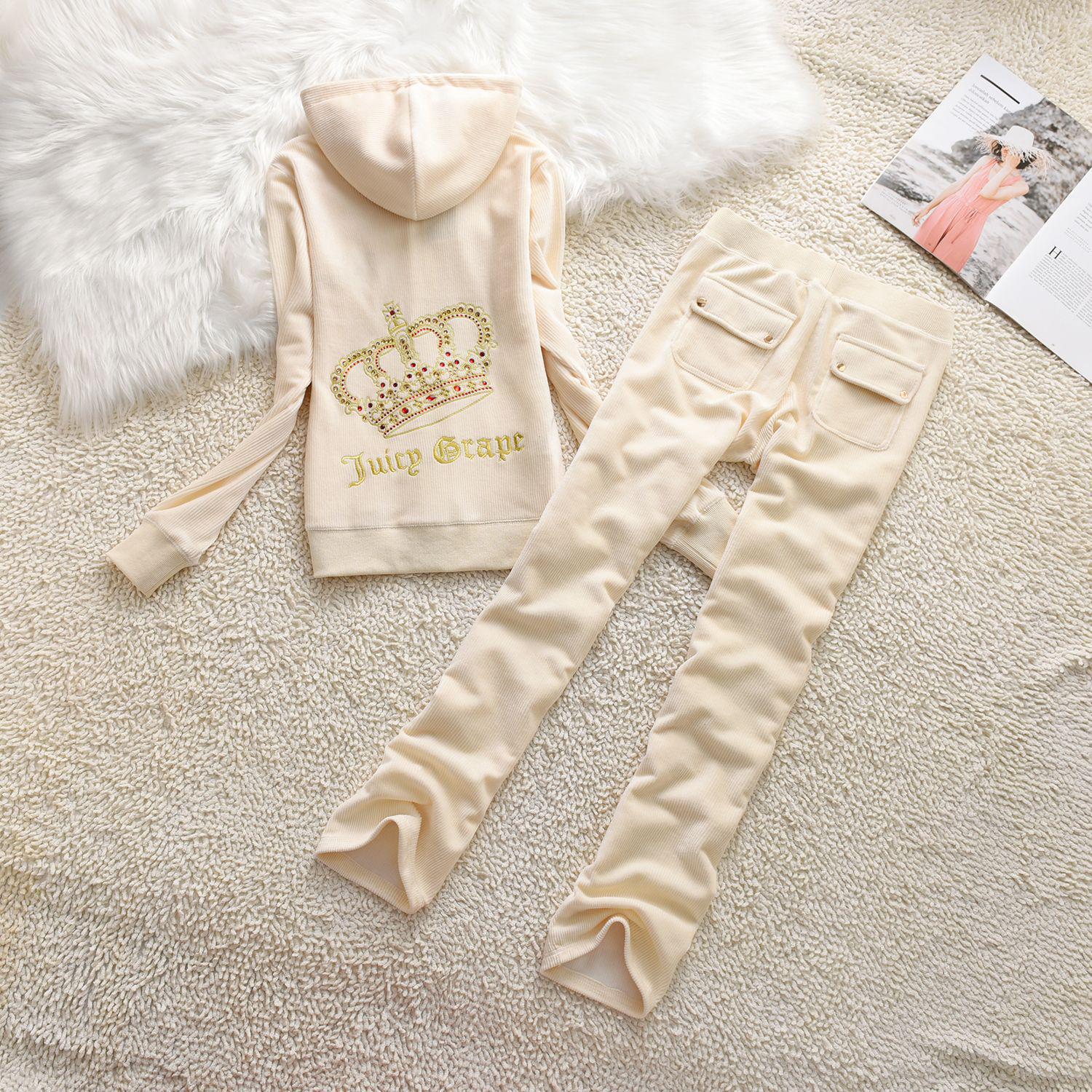 

2023 European & American Spring/Autumn Women s Velvet Hoodie & Straight-Leg Pants Set L (106-112 jin) грязно-белый