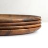 YFWOOD Lacquered Acacia Wood Plate Set, 4 Pieces, 27cm Diameter, Large Wooden Tray, Round Plate, Japanese Tableware, Grilled Fish, Appetizers, Sweets,