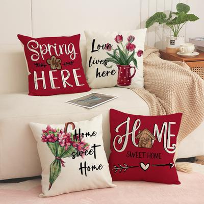 New Floral Letter Print Pillow, Simple and Versatile, Living Room Decoration, Sofa Cushion, Bedroom Bedside Cushion