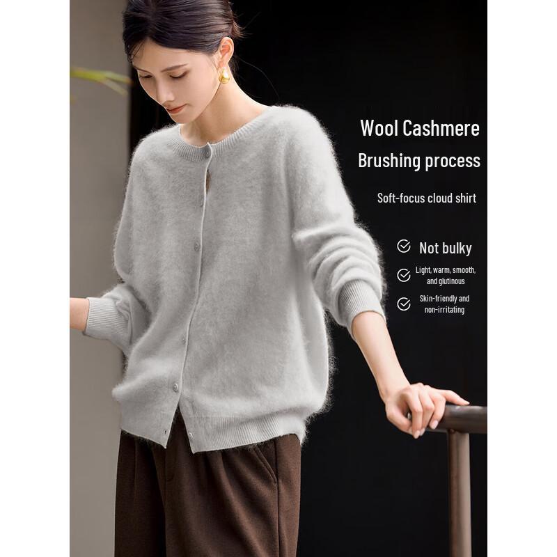 

XWI Women s Cashmere Wool Knit Cardigan L
