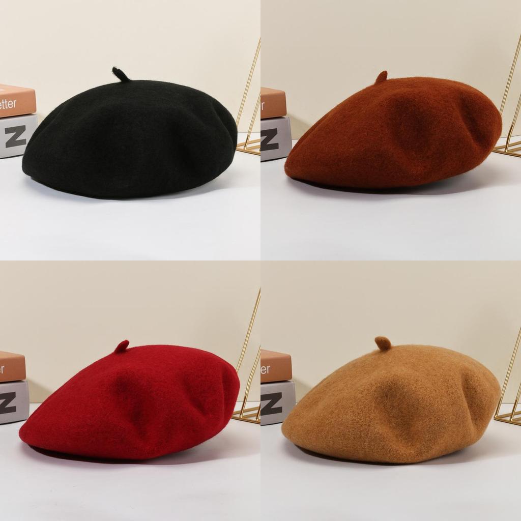 Beret Wool Knit Autumn Winter Vintage Womens Casual Outing Warm Comfortable