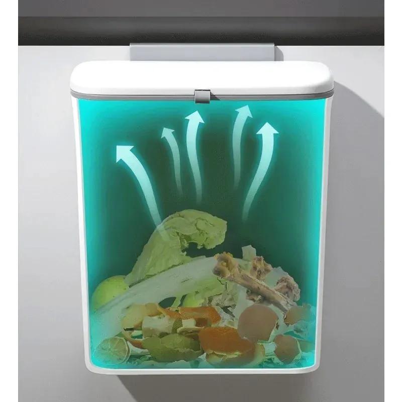 7L / 9L Wall Mounted Trash Can Bin with Lid Waste Bin Kitchen Cabinet Door Hanging Trash Bin Garbage Car Recycle Dustbin Rubbish