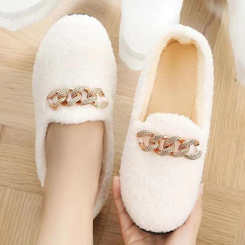 Fashion Cotton Shoes for Women Plush Flats Outdoor Fashion Winter Warm Snow Shoes Women Keep Warm Loafers Zapatos De Mujer