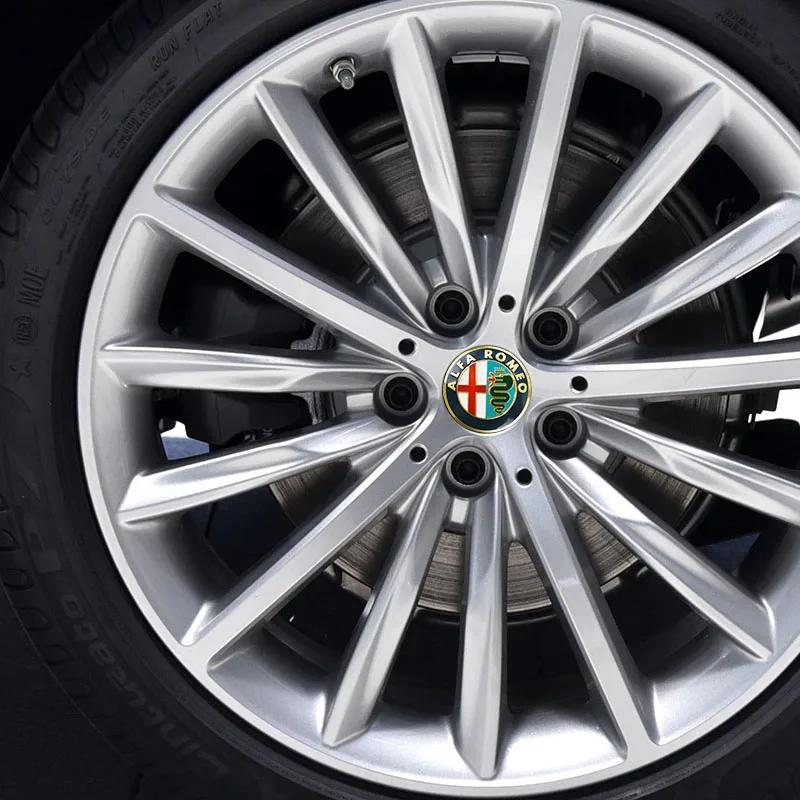 Car Stickers For Alfa Romeo 4PCS Car Wheel Center Hub Caps Cover For Alfa Romeo Giulia Stelvio Giulietta 156 159 147 Mito Tonale