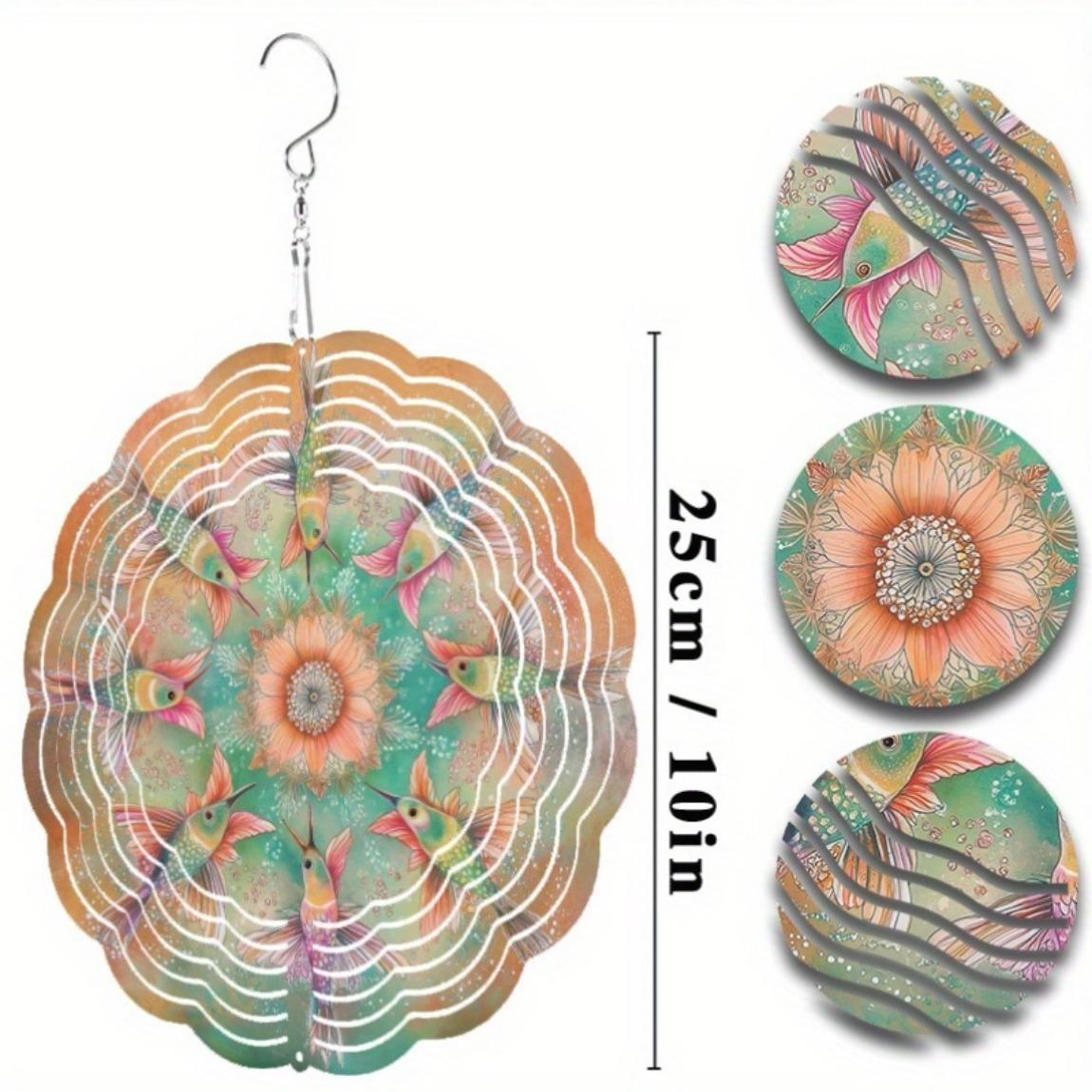 

10-дюймовый металлический ветряной спиннер для уличного декора, подвесной садовый спиннер вращается на 360 градусов, не требует электричества, летне-весенний декор для патио 01A