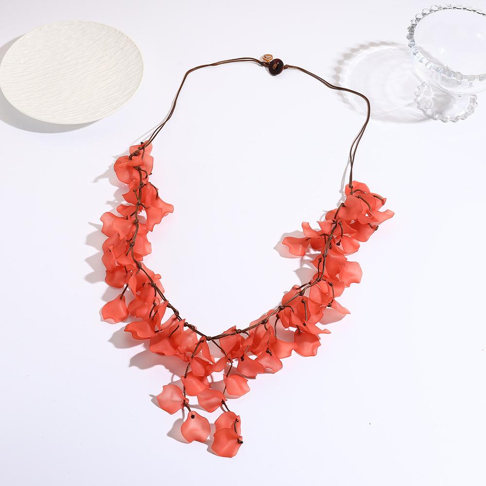 

Основне блакитне акрилове літнє приморське пікантне намисто для дівчини, жіноче високого класу, нішевий дизайн, нові прості прикраси помаранчевий