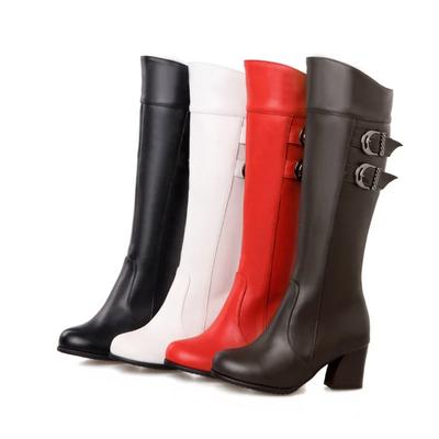 Fashion New Women's Boots Coarse Heel Platform Knight Boots Casual High Heel Medium Tube 52 Large Thickened Women's Boots