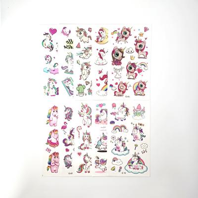 10 Sheets/Set Children Cute Cartoon Unicorn Temporary Tattoo Stickers for Kids Body Arm Fake Tattoo Makeup Sticke